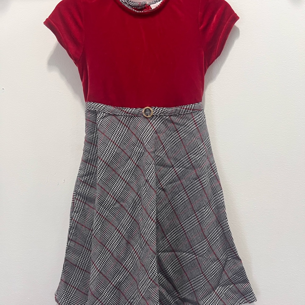 Stylish Red and Gray Kids Dress